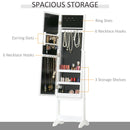 HOMCOM Free Standing LED Mirrored Jewellery Cabinet -  Warm White