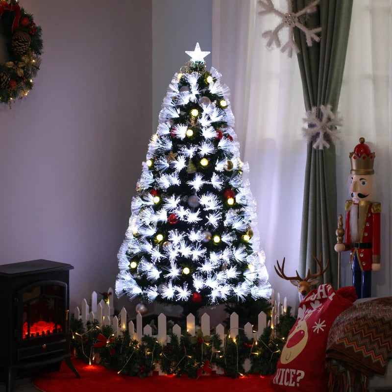 HOMCOM Fibre Optic Christmas Tree with Star Topper 5ft