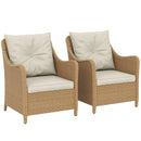 Outsunny 2 Pieces Rattan Garden Chairs, Cushioned Rattan Chairs