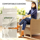 Outsunny 2 Pieces Rattan Garden Chairs, Cushioned Rattan Chairs