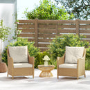 Outsunny 2 Pieces Rattan Garden Chairs, Cushioned Rattan Chairs