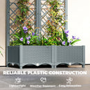 Outsunny Plastic Planter Box with Trellis, Vegetable Planter w/ Drain Plugs