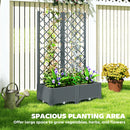 Outsunny Plastic Planter Box with Trellis, Vegetable Planter w/ Drain Plugs