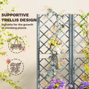 Outsunny Plastic Planter Box with Trellis, Vegetable Planter w/ Drain Plugs