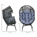 Outsunny Rattan Leisure Chair w/ Cushion, Garden Egg Chair with Headrest