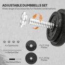 SPORTNOW 2-in-1 Adjustable Dumbbells Set, Weights Dumbbells Set