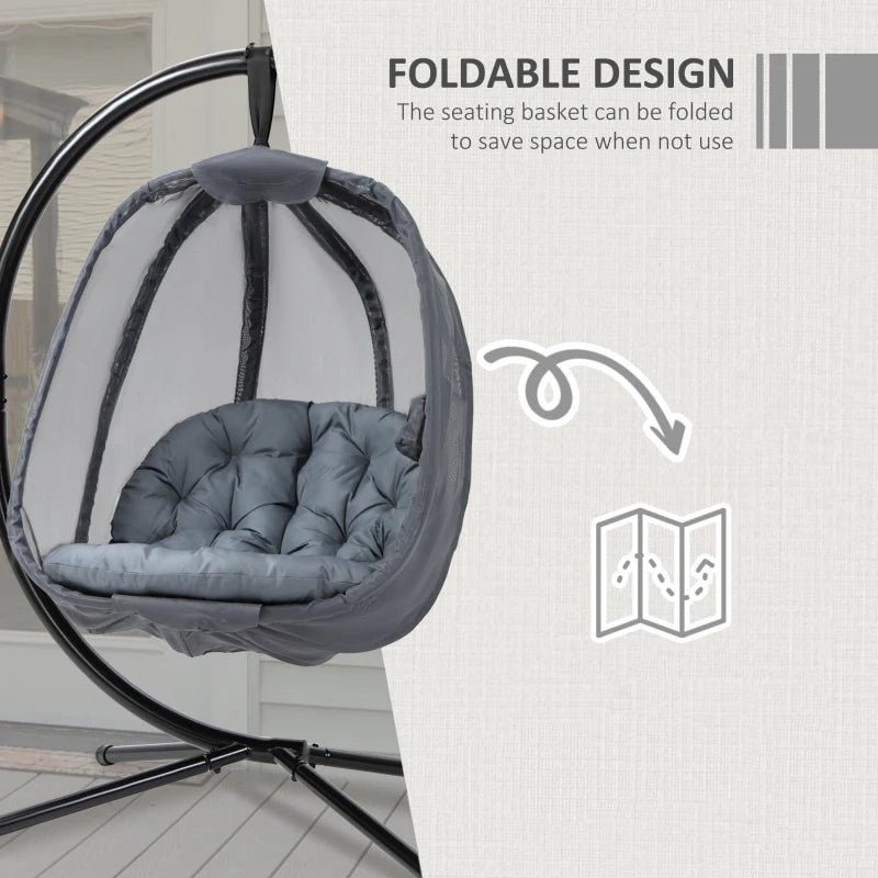 Outsunny Hanging Egg Chair -  Grey
