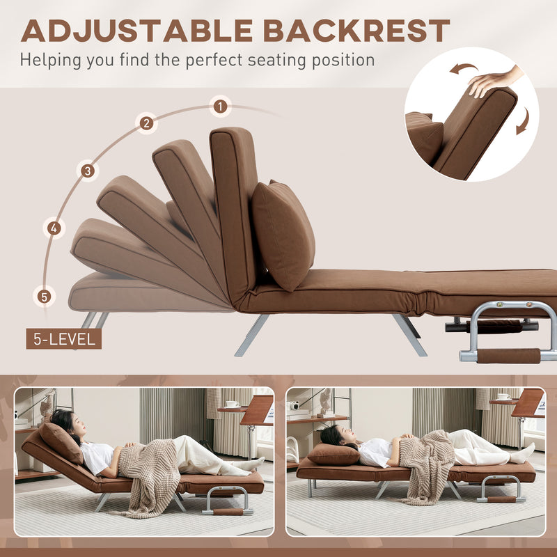 HOMCOM Single Folding 5 Position Convertible Sleeper Chair Bed