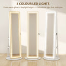 HOMCOM 360Â° Swivel Jewellery Cabinet, Full Length Mirror with Storage, White