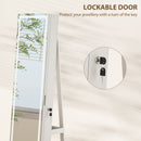 HOMCOM 360Â° Swivel Jewellery Cabinet, Full Length Mirror with Storage, White