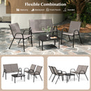 4 Piece Modern Chair and Table Set with Fabric Seat and Tempered Glass Tabletop-Grey
