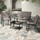 4 Piece Modern Chair and Table Set with Fabric Seat and Tempered Glass Tabletop-Grey