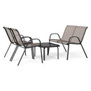 4 Piece Modern Chair and Table Set with Fabric Seat and Tempered Glass Tabletop-Grey