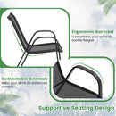 4 Piece Modern Chair and Table Set with Fabric Seat and Tempered Glass Tabletop-Black