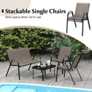 4 Piece Modern Chair and Table Set with Fabric Seat and Tempered Glass Tabletop-Grey