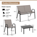 4 Piece Modern Chair and Table Set with Fabric Seat and Tempered Glass Tabletop-Grey