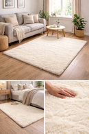 Lewis's Alder Super Soft Faux Fur Rug - Cream (110 X 160cm)