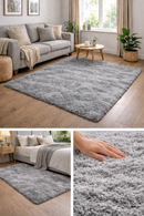 Lewis's Alder Super Soft Faux Fur Rug - Grey (110 X 160cm)