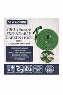 Silver & Stone Expandable Garden Hose Pipe 25FT 7.6m With 7 Function Spray Gun - Flexible, Kink Resistant, UV Resistant