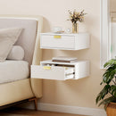 HOMCOM Floating Nightstands Set Of 2 Bedside Tables W/ Wave Drawer White