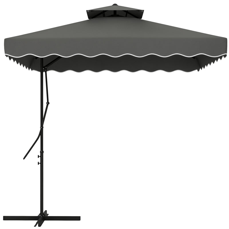 Outsunny 2.5m Cantilever Garden Parasol Umbrella With Cross Base