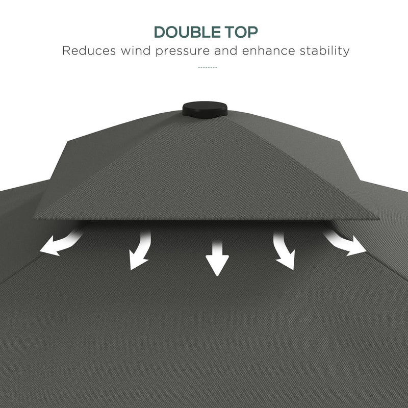 Outsunny 2.5m Cantilever Garden Parasol Umbrella With Cross Base