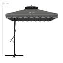 Outsunny 2.5m Cantilever Garden Parasol Umbrella With Cross Base