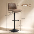 HOMCOM Barstools Set Of 2, Dining Stools With Backrest And Footrest, Brown