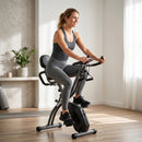 SPORTNOW 3-In-1 Folding Exercise Bike with Resistance Bands, Black