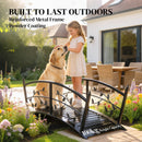 Outsunny 1.2M Metal Garden Bridge with Safety Railings, Outdoor Pond Bridge