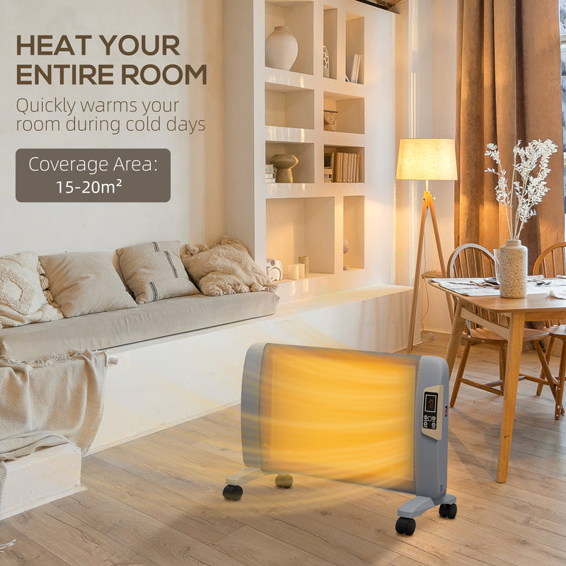 HOMCOM Mica Electric Space Heater, Portable Heater, 2 Heat Settings, White/Grey