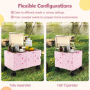 Collapsible Wagon Cart Foldable Utility Cart With Telescoping Handle-Pink