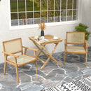 Comfortable Wood Dining Chair with Curved Backrest for Backyard Porch Balcony Set of 2