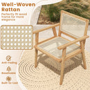 Comfortable Wood Dining Chair with Curved Backrest for Backyard Porch Balcony Set of 2