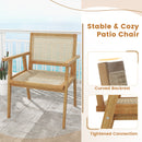 Comfortable Wood Dining Chair with Curved Backrest for Backyard Porch Balcony Set of 2