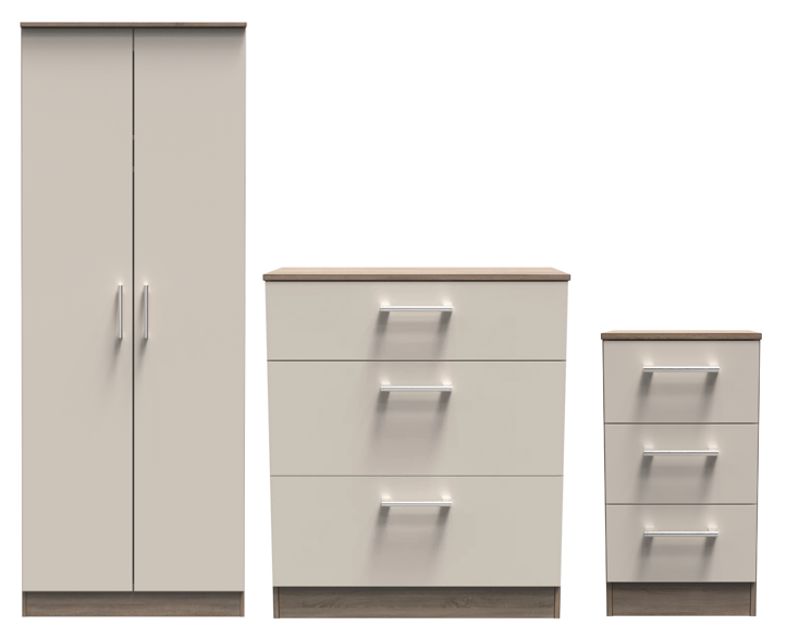 Stamford Ready Assembled 3 Piece Bedroom Furniture Set - Kashmir Matt / Darkolino