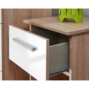 Copenhagen Ready Assembled Deep Chest of Drawers with 3 Drawers  - White Matt & Oak