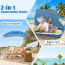 2-In-1 Convertible Beach Tent with Roll-Up Windows for 2-4 People-Blue