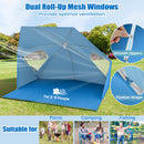 2-In-1 Convertible Beach Tent with Roll-Up Windows for 2-4 People-Blue
