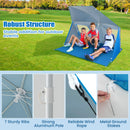 2-In-1 Convertible Beach Tent with Roll-Up Windows for 2-4 People-Blue