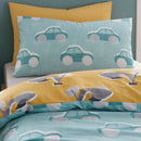 Bedlam Cool Cars Duvet Cover Set In Duck Egg - Single