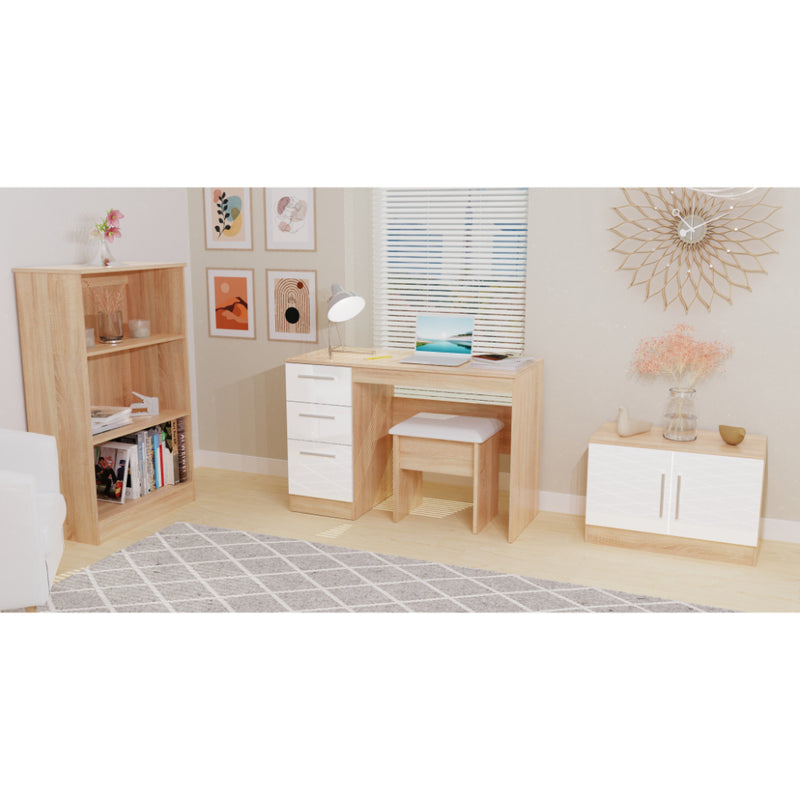 Copenhagen Ready Assembled Dressing Table  - White Matt & Oak