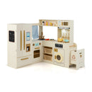 Corner Kitchen Playset with Large Fridge for Toddlers 3+ Years Old-Beige