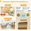 Corner Kitchen Playset with Large Fridge for Toddlers 3+ Years Old-Beige