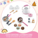 Kids Corner Wooden Play Kitchen With Coffee Machine Slide Microwave-Pink