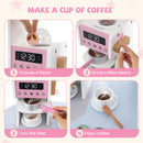 Kids Corner Wooden Play Kitchen With Coffee Machine Slide Microwave-Pink