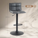 HOMCOM Bar Stools Set Of 2 Swivel Height Adjustable Barstools Dark Grey