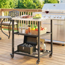 Outsunny Outdoor Grill Cart, Pizza Oven Stand with Adjustable Shelf, Hooks