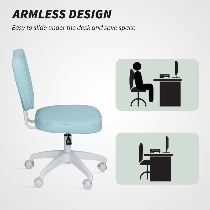 Vinsetto Vanity Task Chair With Adjustable Height, Armless - Cream/Blue