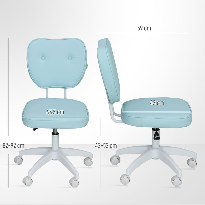 Vinsetto Vanity Task Chair With Adjustable Height, Armless - Cream/Blue